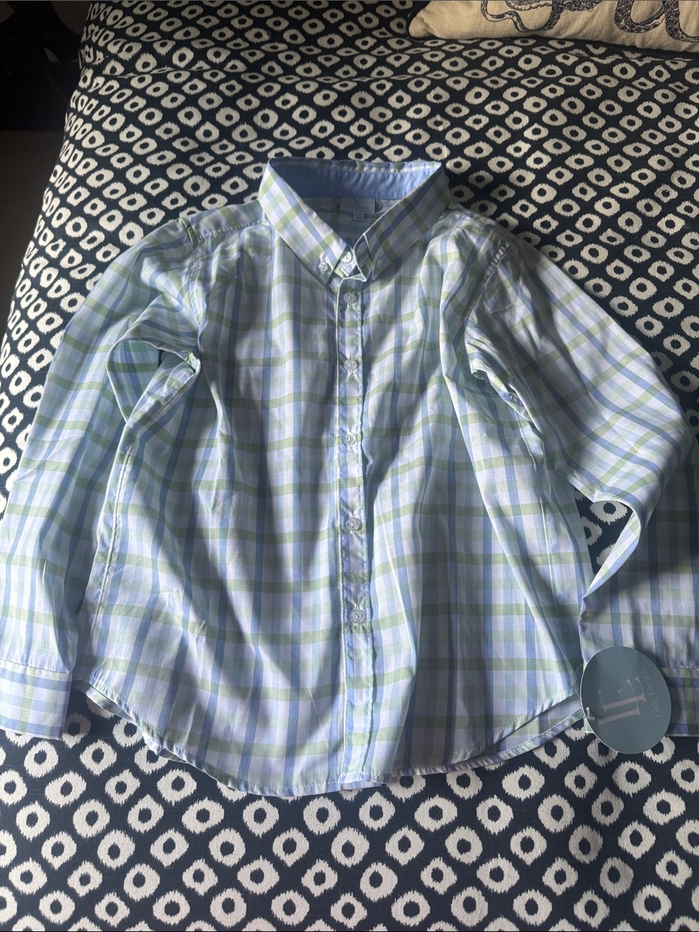 Little English Blue and Green Plaid Button-Down Shirt